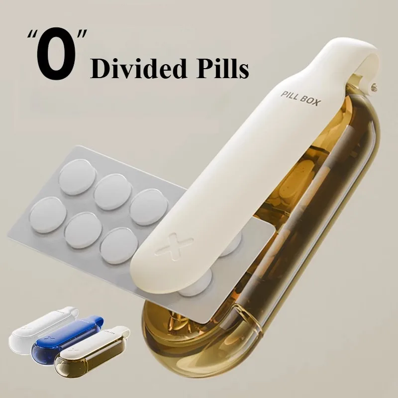 2 in 1 Portable Pill Taker Remover with Medicine Box Household Gadgets, Tablets, Pills Assistance Tool New Design Pill Dispenser