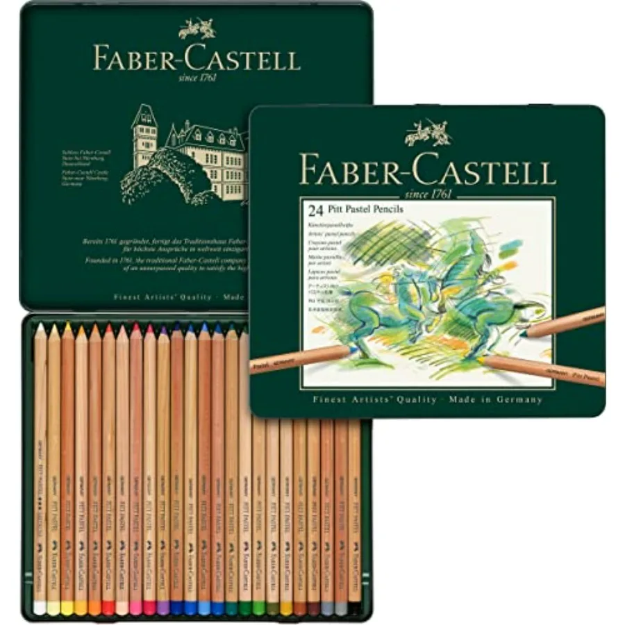 

Набор пастельных карандашей Faber-Castell FC112124 PITT в металлическом футляре, 24 штуки, разные цвета, высокая пигментация, гладкое нанесение, прочные, долговечные.