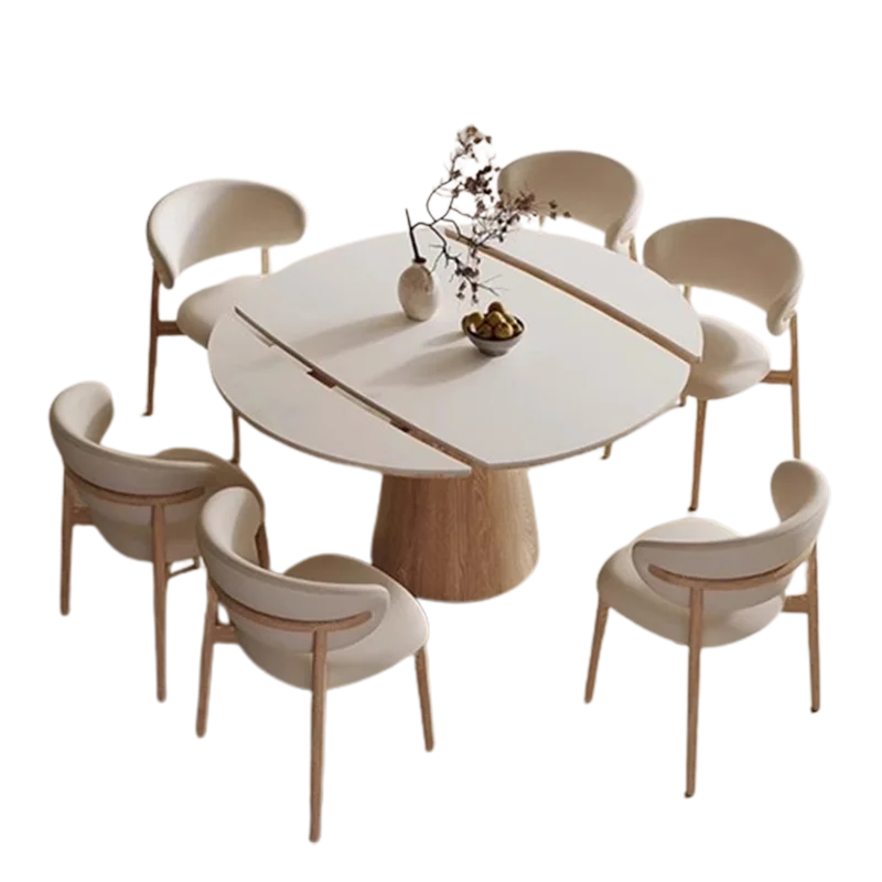 Nordic Solid Wood Dining Table Vintage Luxury Round Modern Dining Table Italy White Conjuntos De Sala De Jantar Home Furniture