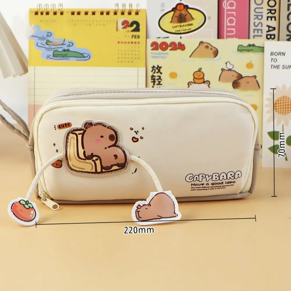 Large-capacity Capybara Pencil Case Multifunctional Storage Box Capybara Pen Pouch Zipper Oxford Capybara Pencil Bag Children
