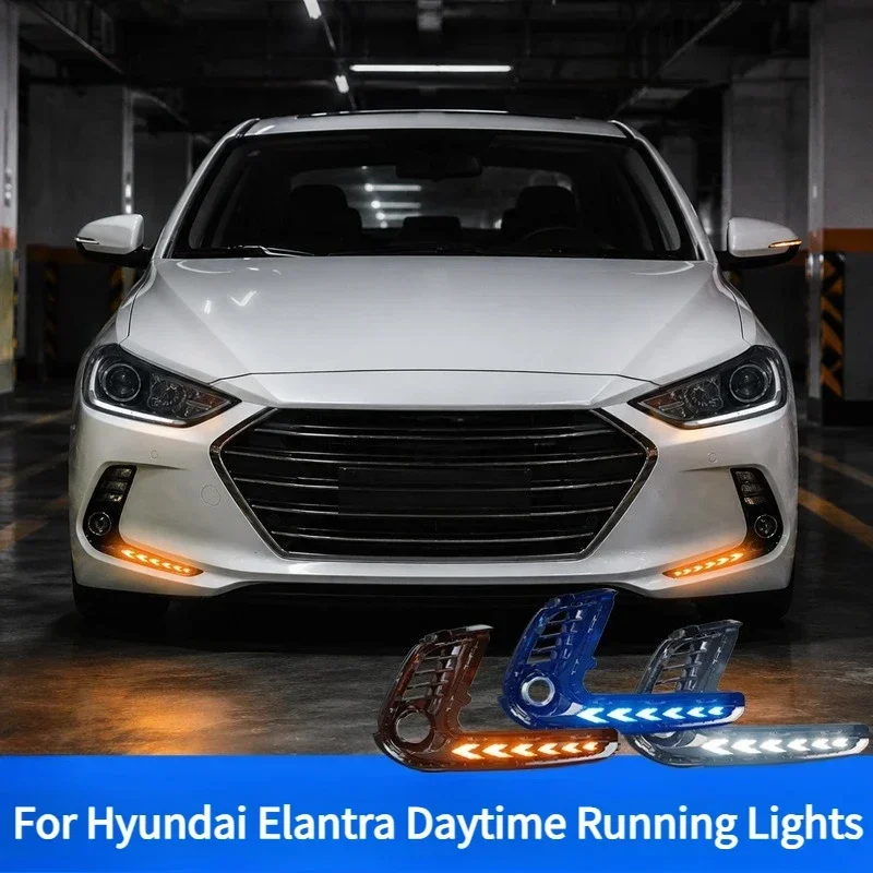 DRL For Hyundai Elantra 2016-2018 Car LED Daytime Running Light Driving Yellow Turn Signal Decorative Lamp Car Accessories detail image 3