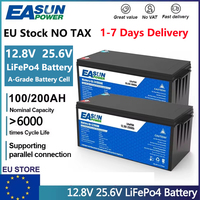 EASUN POWER LiFePo4 Battery 12V 24V  100AH 200AH Lithium Iron Phosphate Batteries 6000 Cycles Golf Cart Batterie For RV