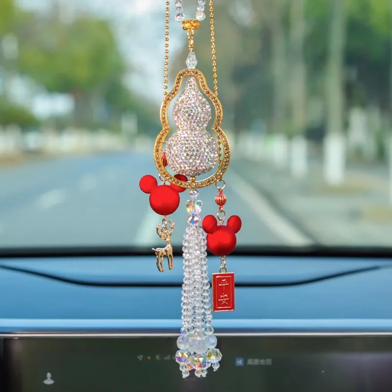 Gourd Car Hanging Ornament Goddess Diamond Gourd Rearview Mirror Peace Pendant Car Interior Decoration Accessories