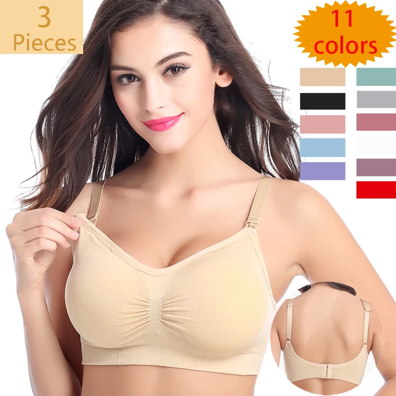 3 Pcs Fashion Maternity Bras Wirefree Nursing Bra Set Pregnancy Clothes Prevent Sagging Breastfeeding Women's Breathable Bra