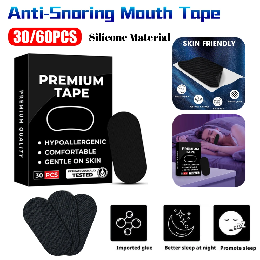 

30/60PCS Anti-Snoring Mouth Tape Prevent Snoring Gentle Sleep Strip Keep Mouth Close Improve Breathing Quality Relief Sleep Aids