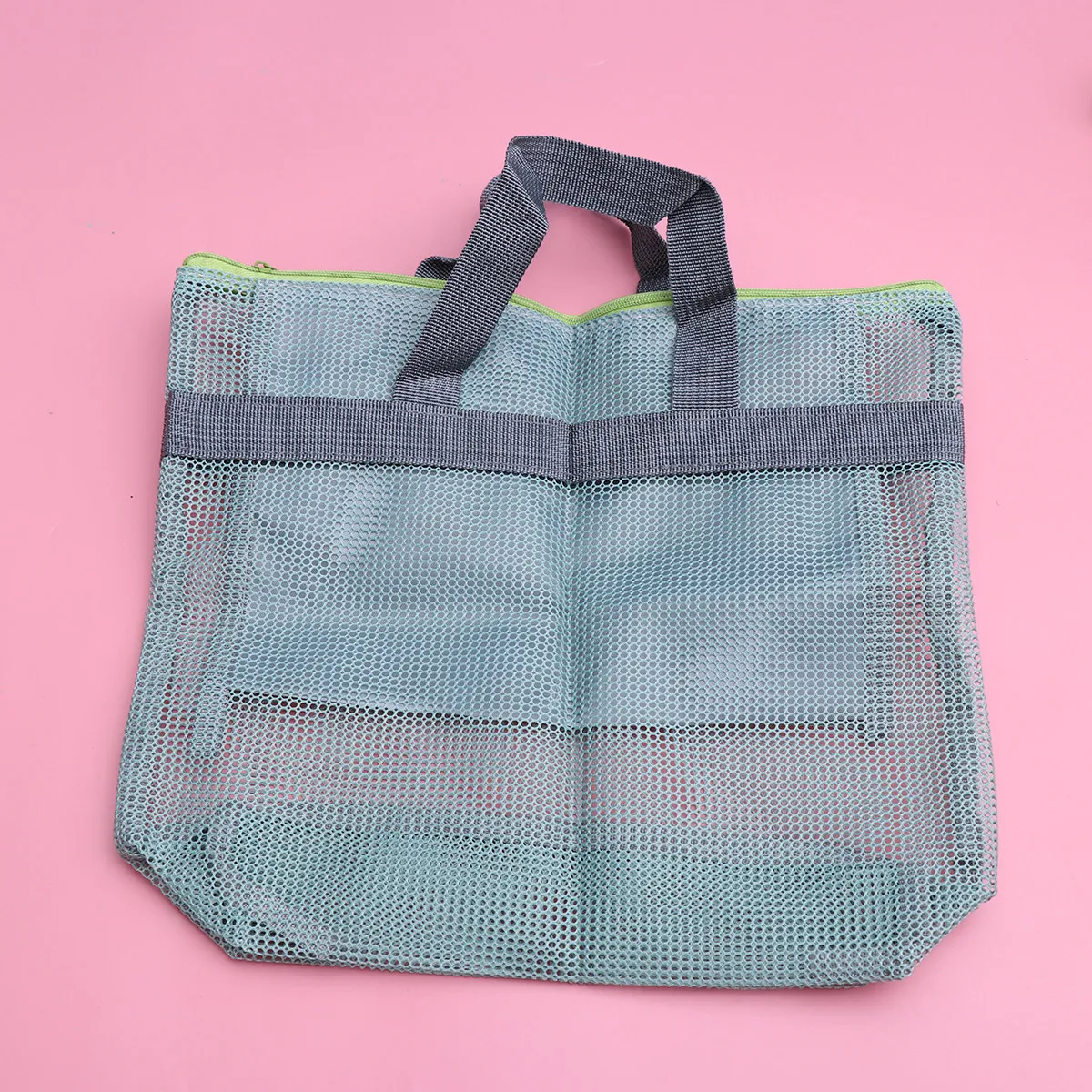 

Mesh Beach Tote Bag Large-Capacity Nylon Mesh Bath Storage Bag Zippered Pocket Travel Picnic Swimming Essentials Organizer