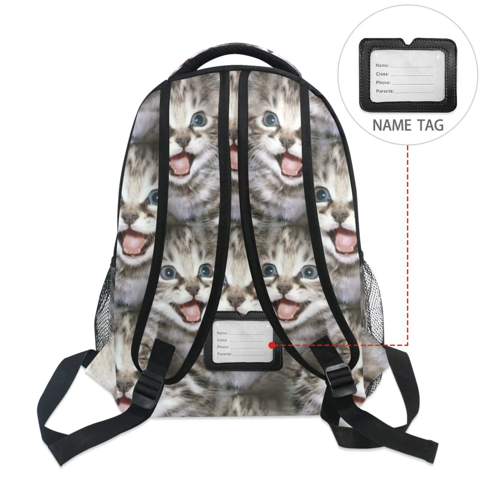 Mochilas escolares grandes para crianças, Cute Cat Design, Mochila escolar primária, Kids Book Bag, Laptop Travel Backpack, Boys, Girls