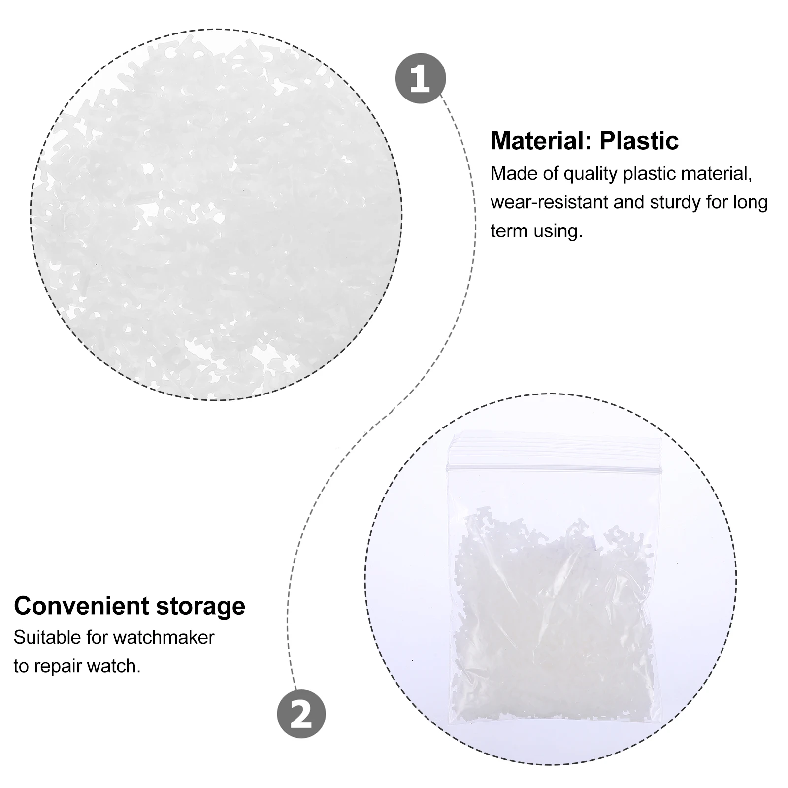 

1000 Pcs Watch Stop-second Movie Crown Stopper Repair Tool Timer Plastic Press Removal Work