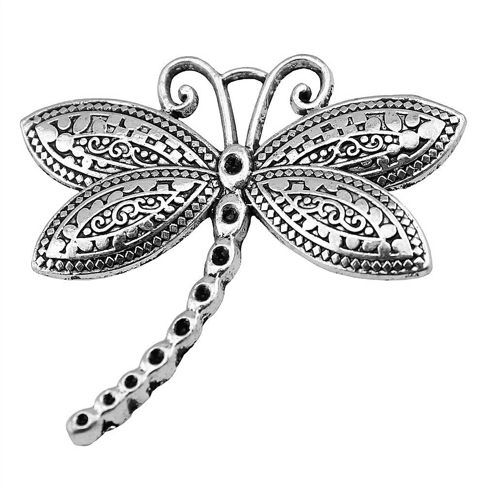 WYSIWYG 2pcs Charms Dragonfly 60x58mm Antique Pendant Fit Vintage Tibetan Silver Color DIY Handmade Jewelry