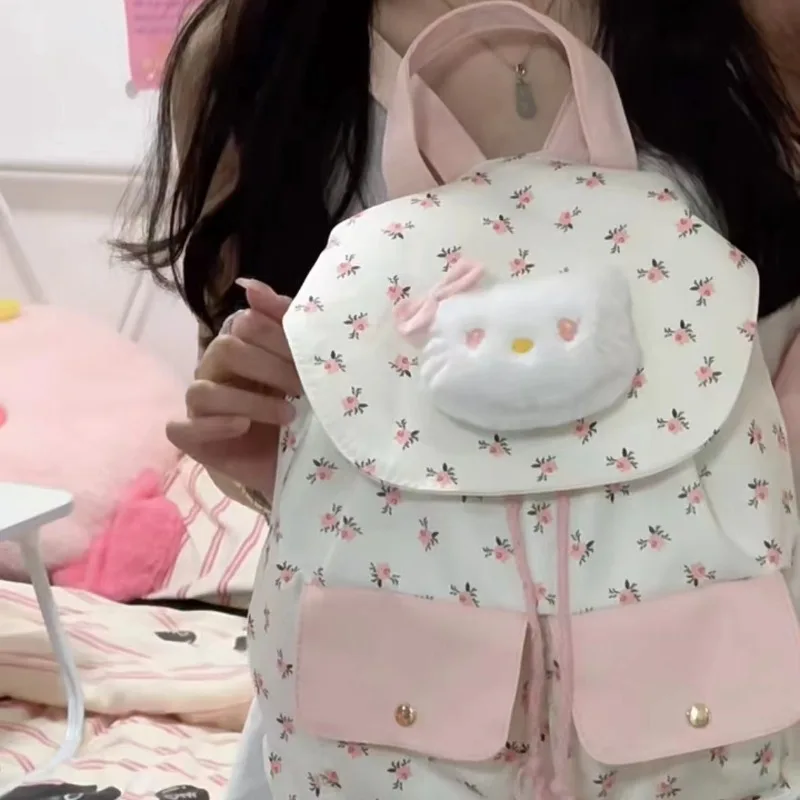 MBTI Sweet Hello Kitty Womens Backpack Cute Korean Fashion Elegant Casual Backpacks Aesthetic Female New Luxury Designer Bags