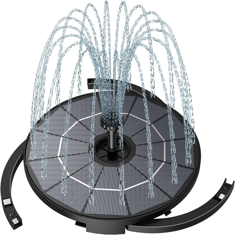 

DIY Solar Fountain Pump for Water Feature with 3.9ft Cord, Solar Bird Bath Fountain with 6 Nozzles, Solar Powered Water Floating