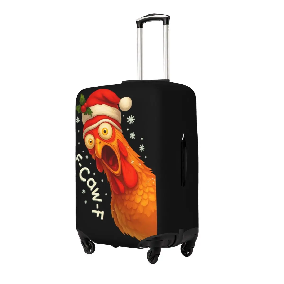 Funny F-Caw-F Chicken Christmas Suitcase Cover Vacation Cruise Trip Elastic Luggage Case Protection