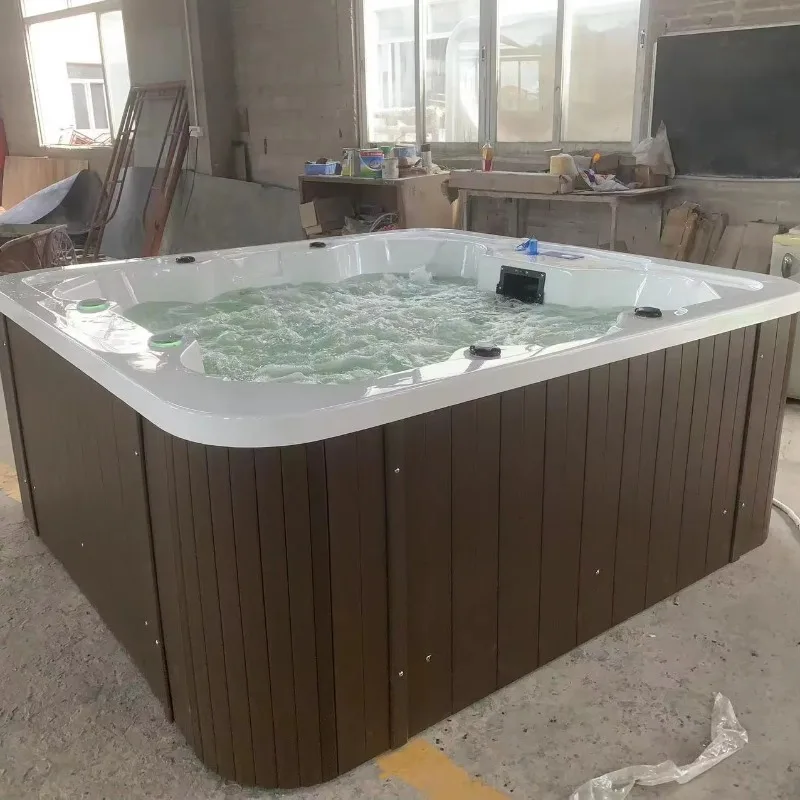 Modern Oval Outdoor Villa Swimming Spa Bath 2-4 People With Cold Plunge Tub Control & Massage Functions