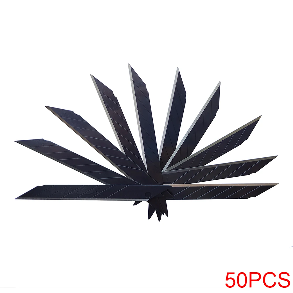 50Pcs 30 Degree Snap Off Replacement Blade 9mm Car Wrap Vinyl Paper Cutter Utility Knife DIY Razor Cutting Tool Carbon Steel E03