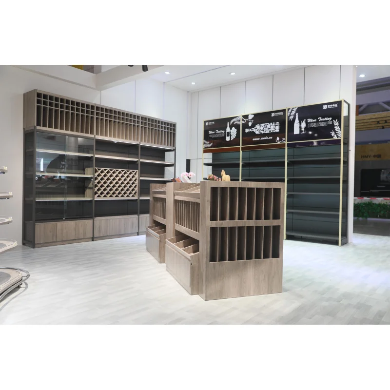 custom.Retail Store Wood Shelving Supermarket Display Metal Shelf and Grocery Island Wooden Gondola