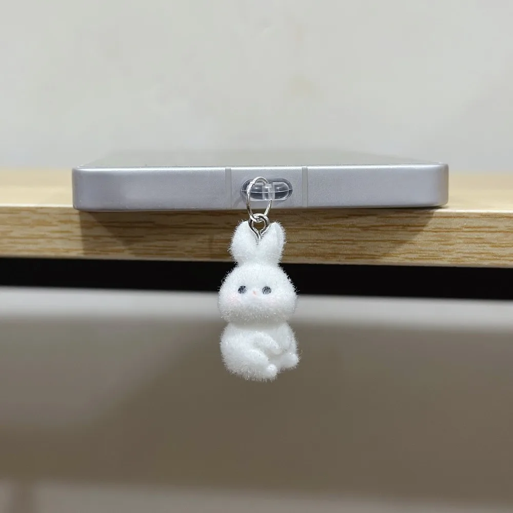 กระต่ายน่ารักโทรศัพท์ปลั๊กฝุ่นตกแต่ง USB Anti Loss ปลั๊กฝุ่นสําหรับ Samsung สําหรับ iPhone Type C ชาร์จพอร์ต Stopper Cap
