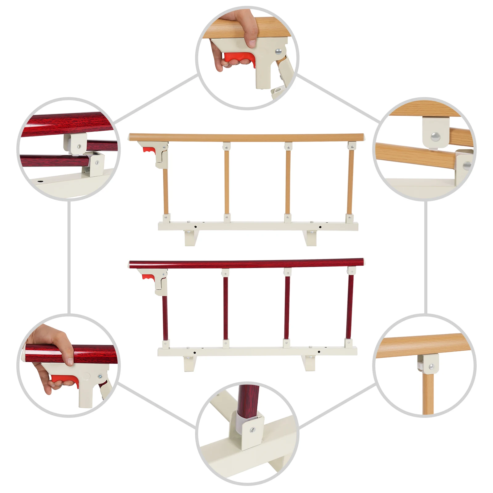 حاجز أمان بجانب السرير قابل للطي لكبار السن - دعم قابل للتعديل لكبار السن، يعزز الأمان والراحة بجانب السرير