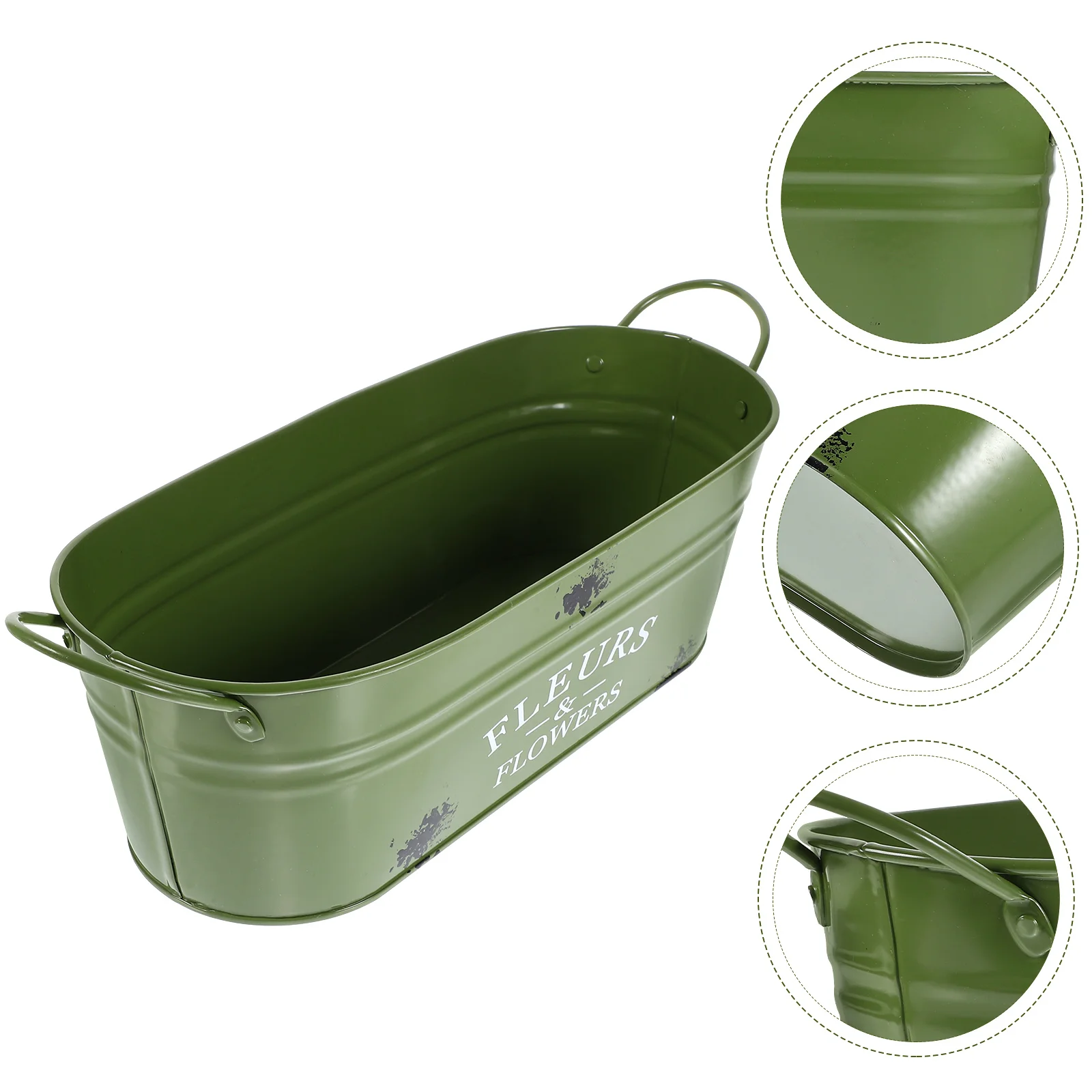

Vintage Flowerpot Raised Garden Boxes Oval Pots Office Bucket Decoration Barrel