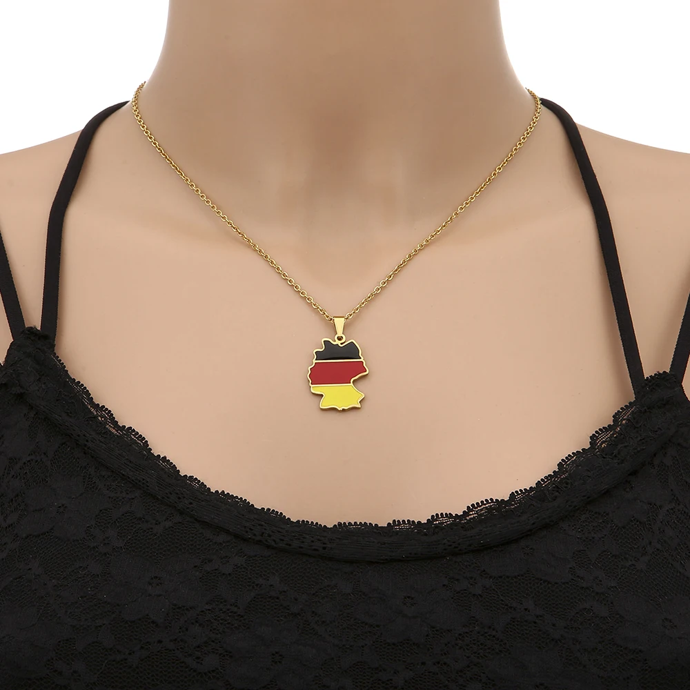 New Germany Map Flag Pendant Necklace Stainless Steel Gold/Silver Color Deutschland Men Women Maps Jewelry Gift