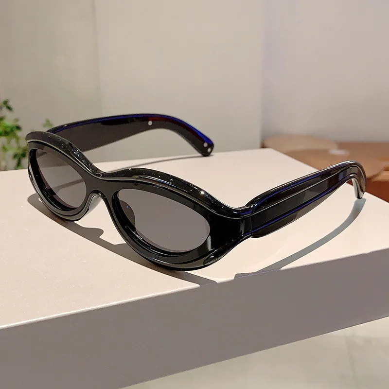 Y2K Vintage Luxury Brand Designer Double Color Cat Eye Sunglasses Women For Men Sun Glasses Trend Punk Popular Small Frame Shade
