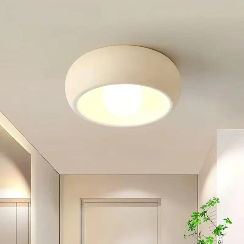 SANDYHA Cream Ceiling Light White Circular LED Hanging Chandelier for Bedroom Dining Table Corridor Home Decor Lighting Fixture