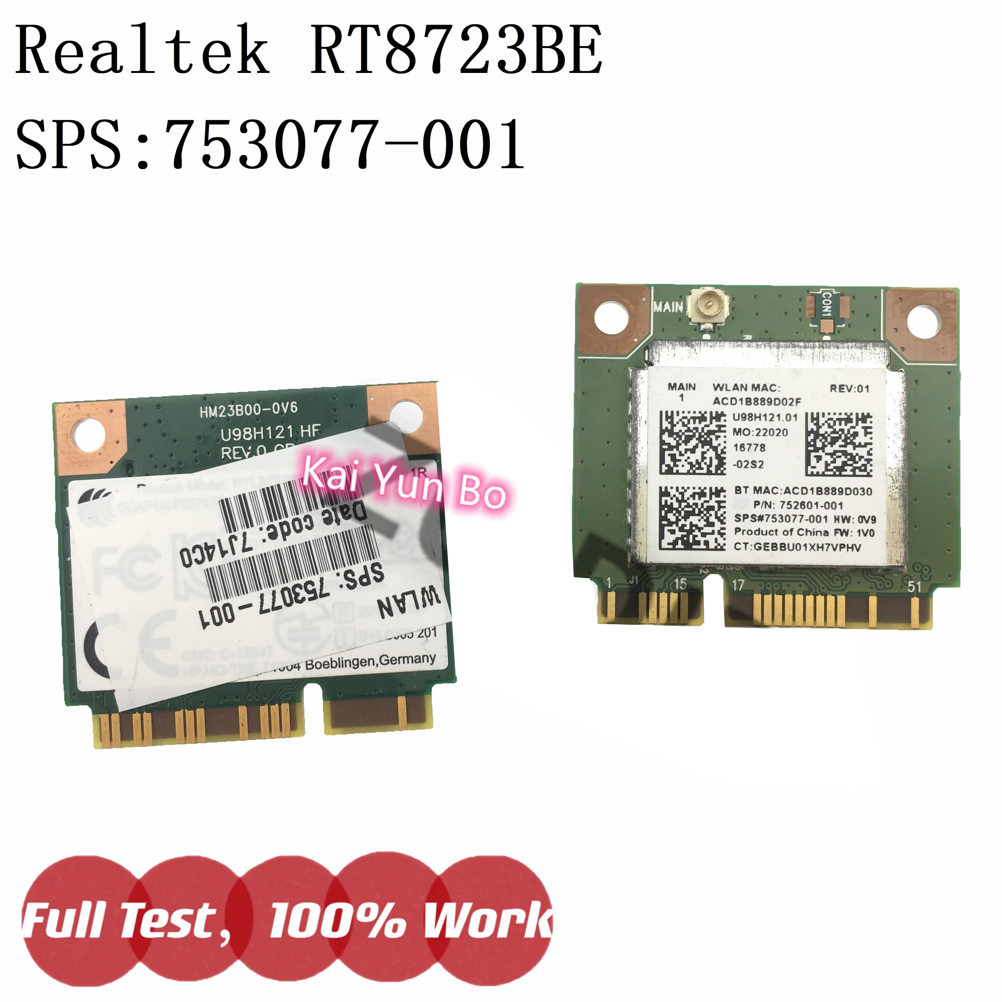 Realtek RT8723BE Combo Adapter 802.11bgn 1x1 Wi-Fi + BT4.0 150mbps 752601-001 753077-001 for HP 250 G3 Laptop WIFI WLAN CARD