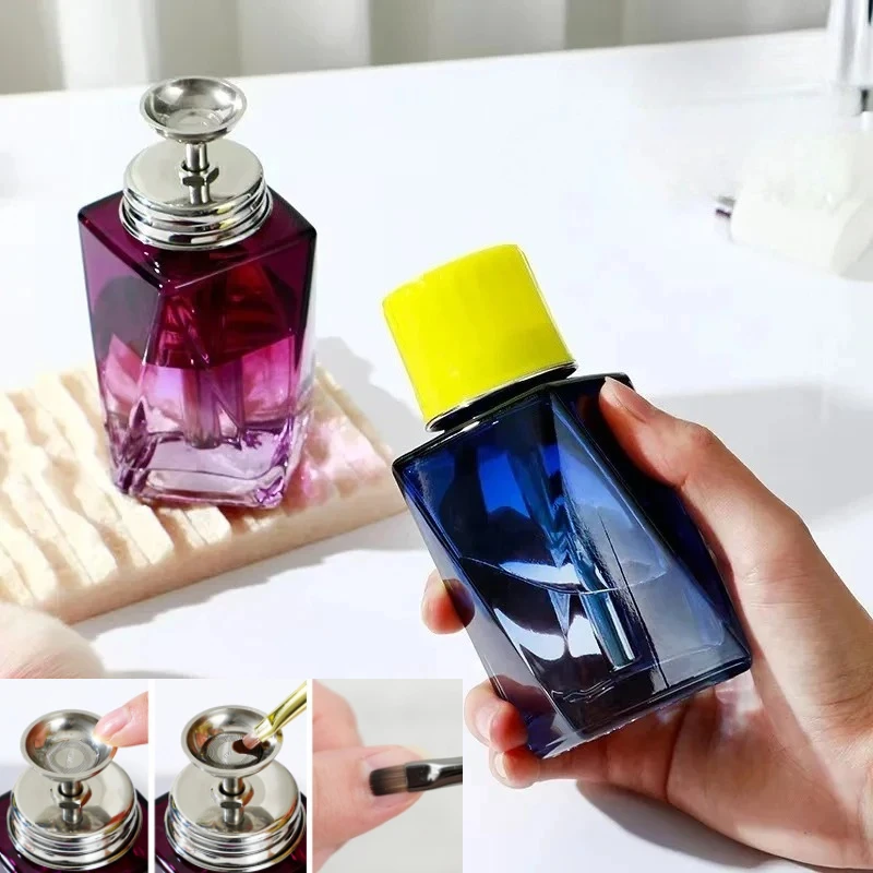 150 مللي HOZAN مانيكير متين مضاد للكهرباء الساكنة نوع الصحافة الزجاج الكحول المذيبات زجاجة سوائل مع حاوية شفافة النحاس الأساسية