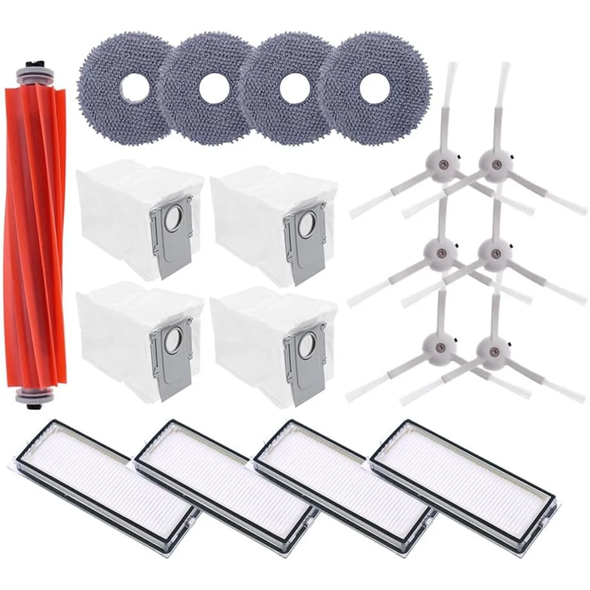 

ABBZ-For Roborock Qrevo MaxV, Qrevo S, Qrevo Pro Robot Vacuum Main Side Brush Hepa Filter Mop Pad Dust Bag Accessories Kit