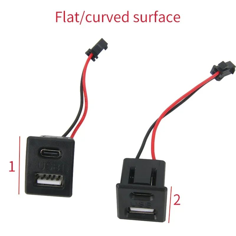 Double layer USB female base type-c socket a female USB lamp charging socket power socket with cable connector