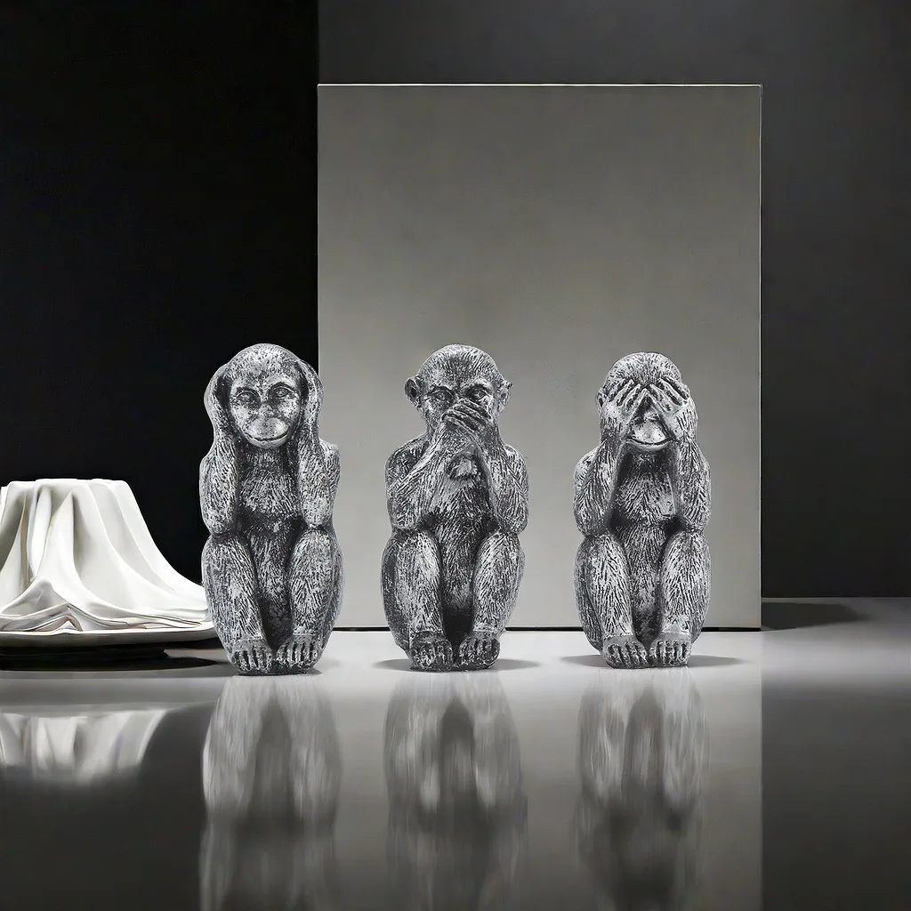 Desk Accessories Resin Three Wise Monkeys Figurines Don't See Don't Speak Home Decor Crafts Creative Design Don't Hear Monkey
