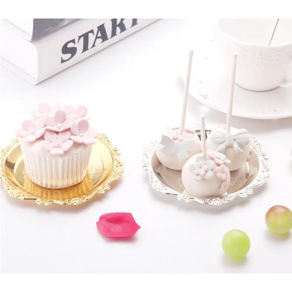 

2pcs European Style Cake Plate Iron Fruit Tray Snack Dessert Dish For Wedding Party Decoration Metal Cupcake Display