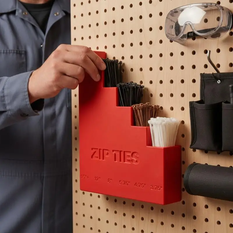 Wall Mount 5 Tier Zip Tie Organizer Easy Install Cable Tie Storage Rack for Garage Workshop Home Repair