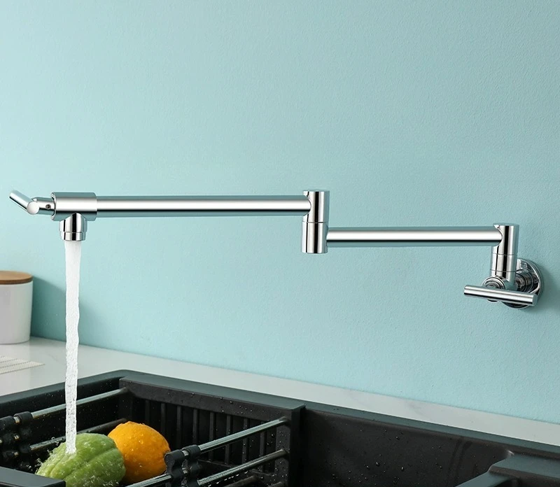 

All copper, wall type, folding, kitchen, vegetable basin, faucet, single cooling, wall, stove