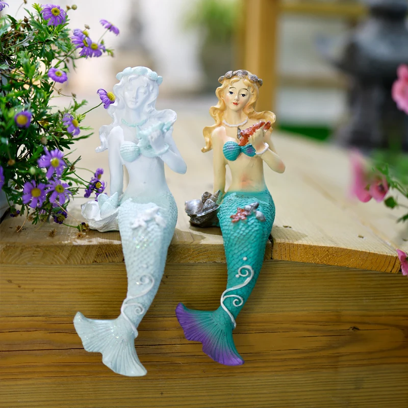 Mermaid Garden Buildings Courtyard Decoration Pool Balcony Layout Ornaments Creative Resin Cute Crafts Home Garden Accessories