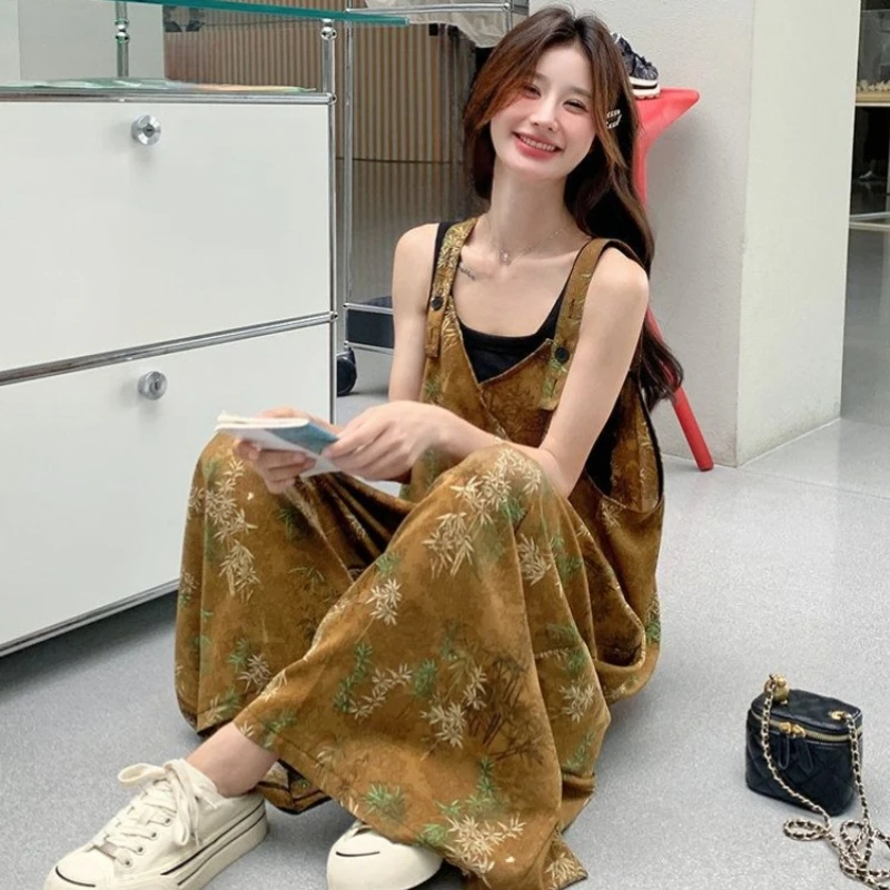 

Women's Ethnic Floral Print Jumpsuit 2026 Summer High Waist Wide Leg Flowy Trousers Chic Casual Boho Style Romper