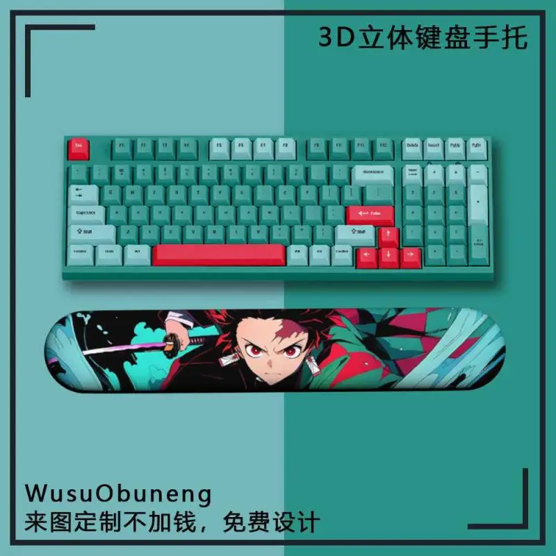 

Клавиатура Demon Slayer, подставка для рук, 3D силиконовая пена с эффектом памяти, держатель для защиты запястья, офисная защита от усталости, аниме Kamado Tanjirou, подарок