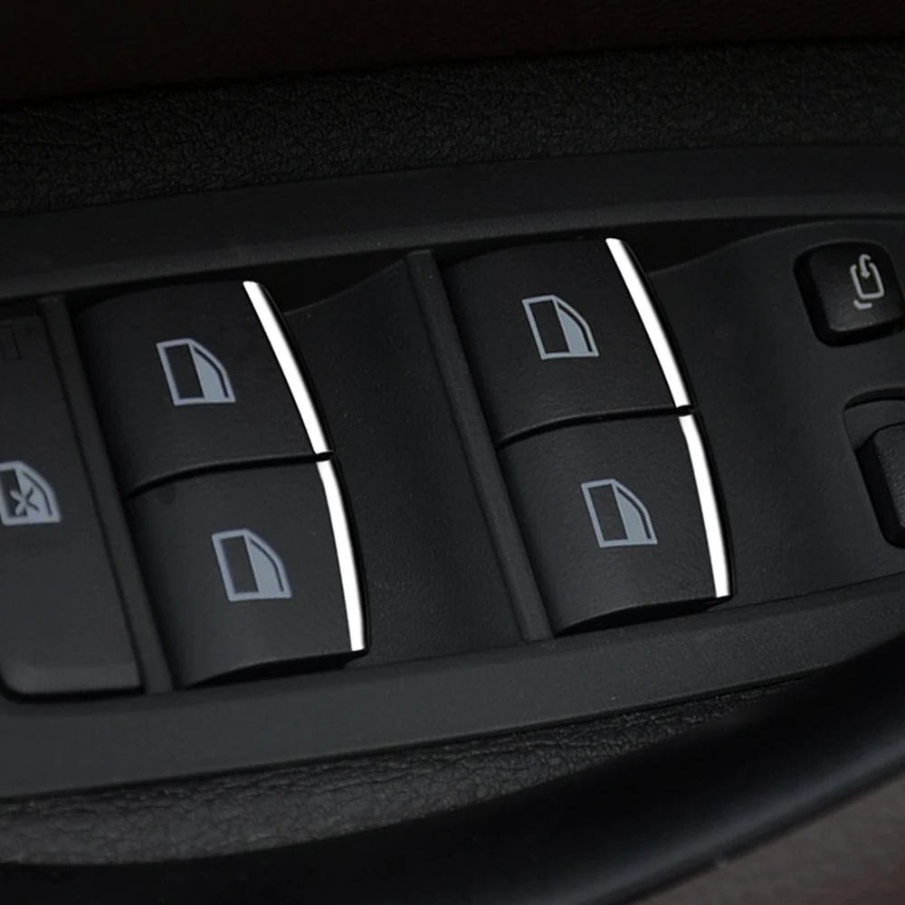 ل BMW F20 F22 F30 F34 F01 F48 F25 F26 1 2 3 4 5 7 سلسلة X1 X2 X3 X4 نافذة رفع زر ملصق الترتر اكسسوارات