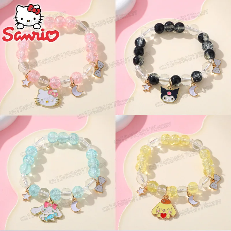 2024 Sanrio Bracelet Kuromi Hello Kitty Cinnamonroll Student Cartoon Handwork Beaded Bracelet for Kids Girls Birthday Gift