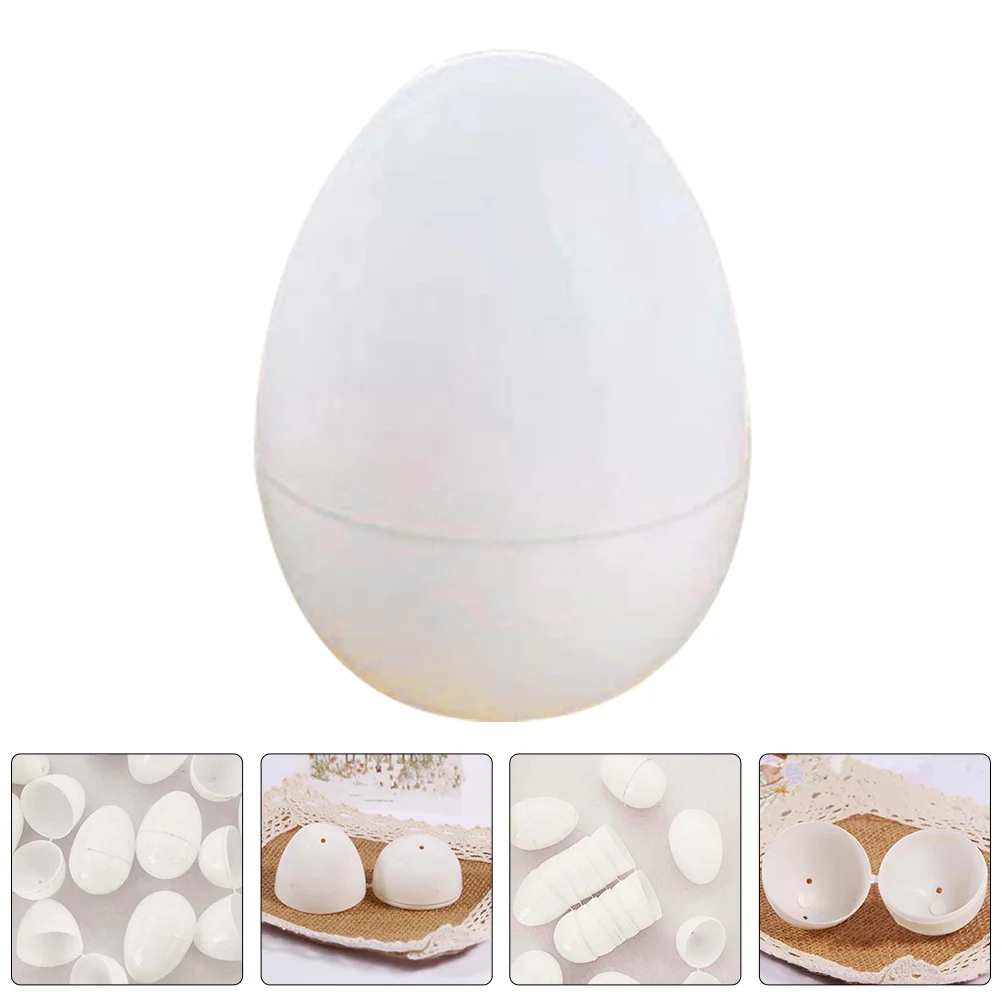 

30 Pcs White Openable Easter Eggs Fake Kids Graffiti Craft Painting Decorative Realistic Festive Touch Models