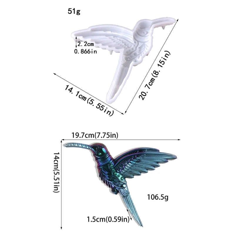 R3MC Silicone Mold Hummingbird Shape Pendants Epoxy Resin Molds for DIY Epoxy Resin Crafting Mould Jewelry Making Crafts