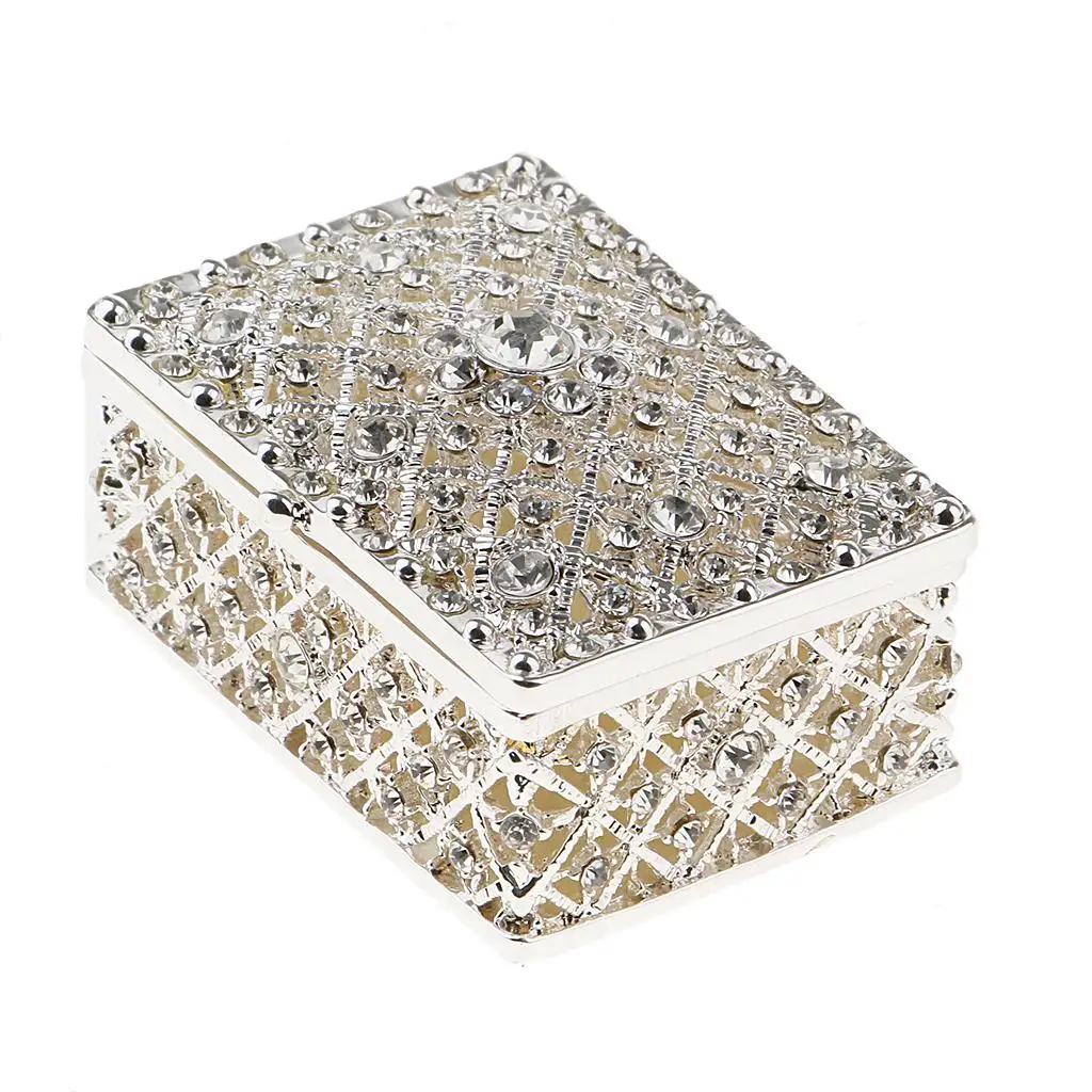 Rhinestone Hollow Storage Trinkets Magnet Clasp Case Decor