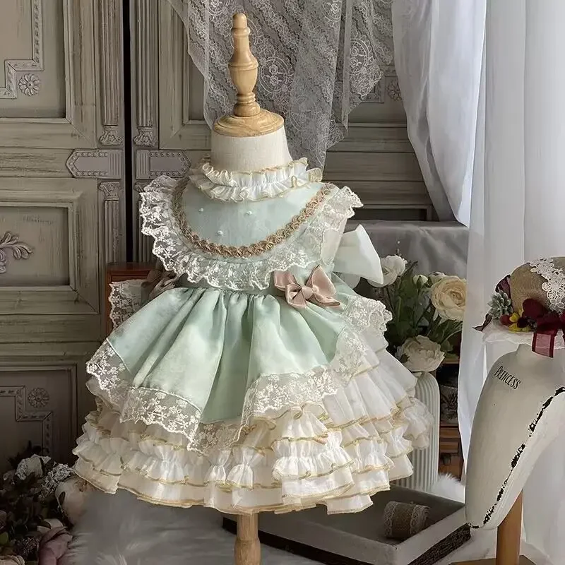 Robe d'été en dentelle Lolita pour filles, tenue de princesse mignonne pour fête d'anniversaire, violet, rose, vert, beurre, pour adolescents, Gir MN10, 2024