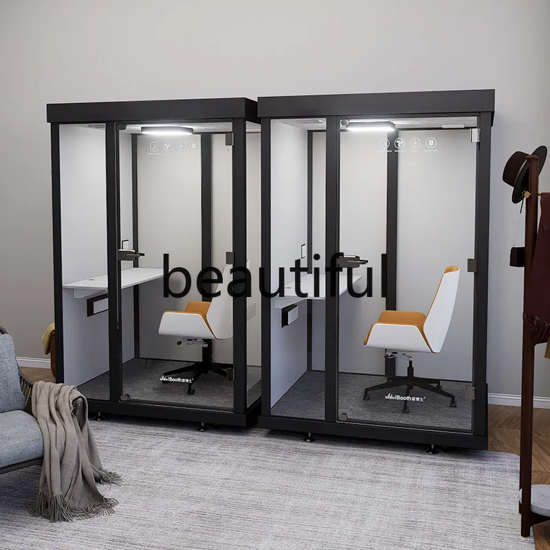 Movable glass soundproof room, family indoor interview cabin, live stream, soundproof compartment