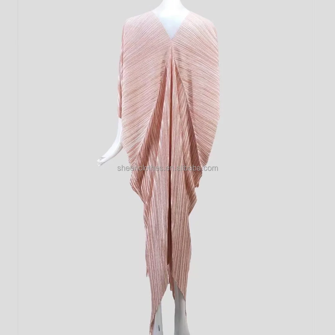 Elegantes, metallisches, figurbetontes, langes indisches Abendkleid mit Puffärmeln, V-Ausschnitt, Falten und Pailletten, Fransen, für Damen in großen Größen – Detail 5
