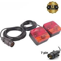1 Set 12V Rear Towing Trailer Lightboard Tail Light 10m 7 Pin Brake Stop Indicator License Number Plate Lamp Reflector Truck RV