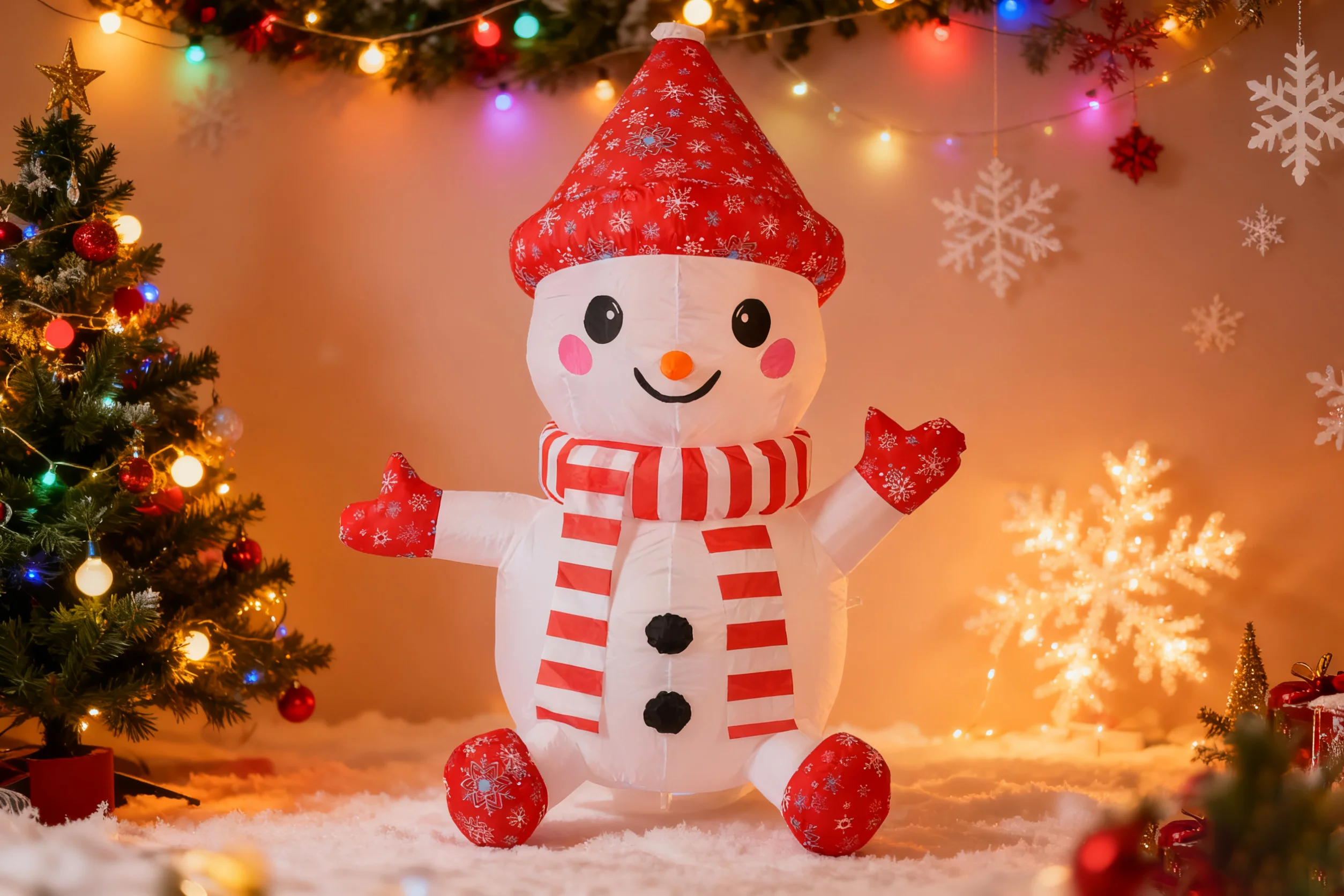 4ft Christmas Inflatables Snowman Outdoor Decorations Inflatable Snowman for Kids Outdoor Yard Garden Decora