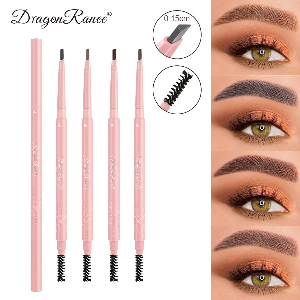 New 4 Color Eyebrow Pencil Smooth Thin Texture Waterproof Sweatproof Natural Long-lasting Hold Makeup  Double Headed Eyebrow