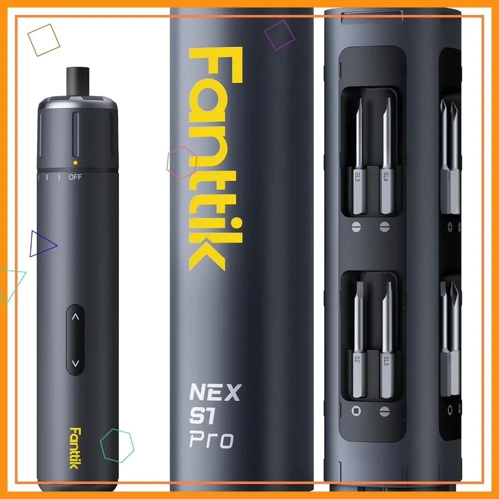 Electric Screwdriver with 16 Steel Bits, 3 Torque Settings, 2000mAh Battery, LED Light - Ideal for Furniture & PC Assembly