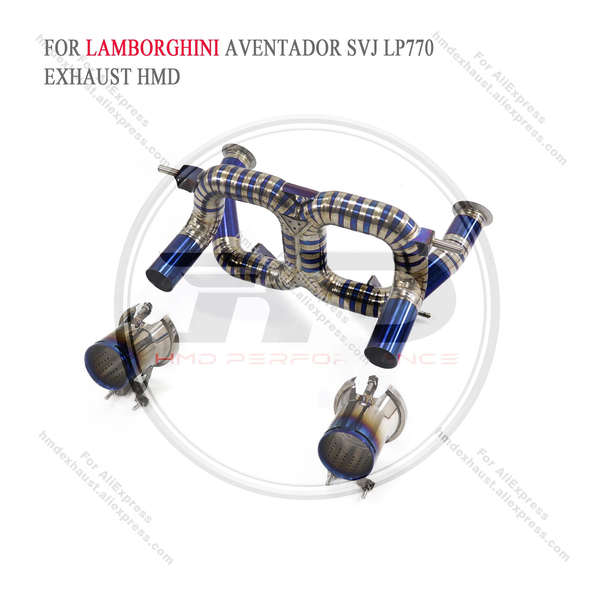 HMD Titanium Exhaust System Performance Catback for Lamborghini Aventador SVJ LP770 6.5L Without Valve With Ti Dual Tips