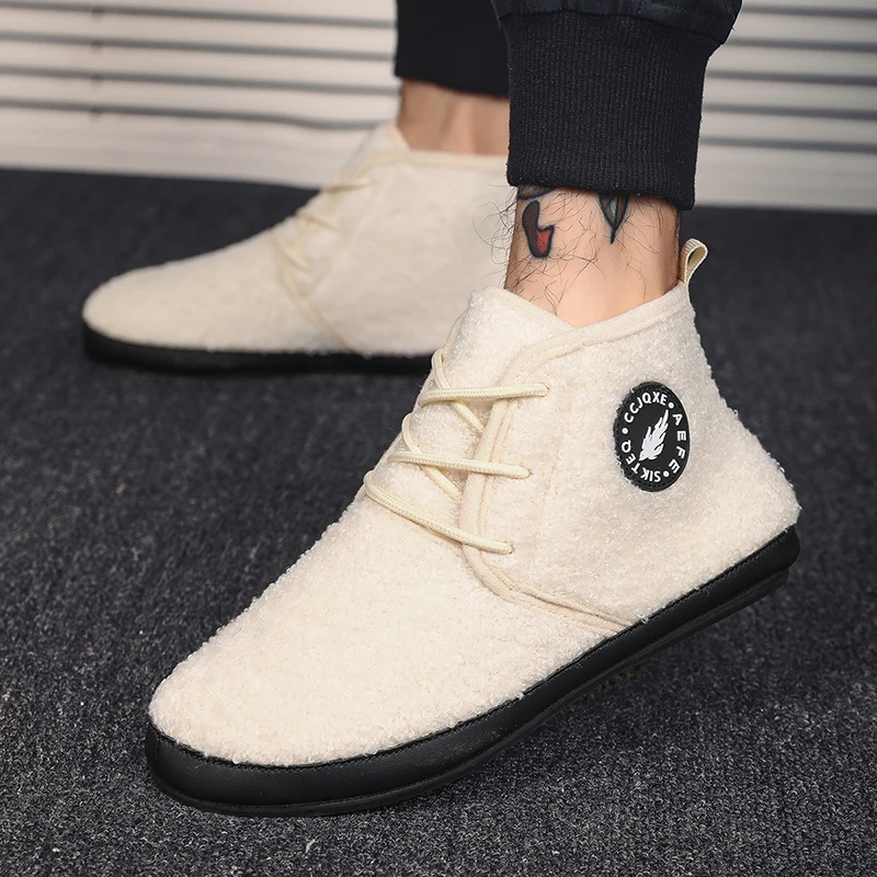 

YRZL зимняя хлопковая обувь, мужские высокие теплые легкие тапочки на шнуровке, мужские плюшевые домашние хлопковые лоферы, мужская зимняя теплая обувь